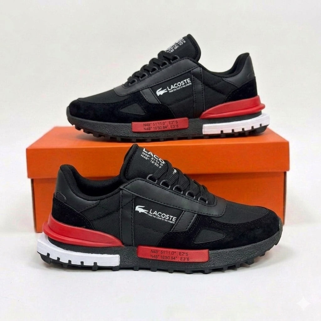 LACOSTE ELITE  color NEGRO ROJO